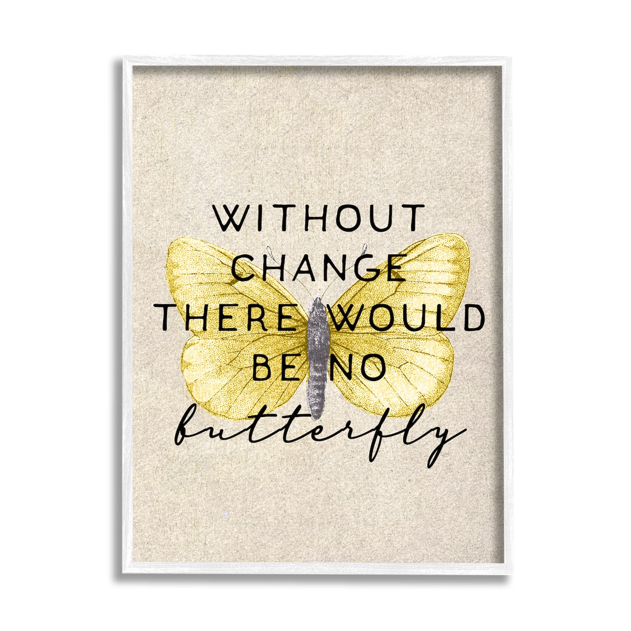 Stupell Industries Without Change There'd Be No Butterfly Quote Vintage Wings Framed Wall Art